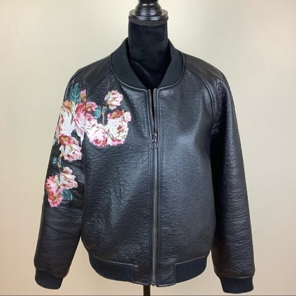 BOMBER JOE’S VEGAN LEATHER EMBROIDERED JACKET - Picture 3 of 11